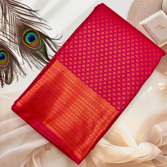 Pink Kanchipuram Bridal Silk Saree with Gold Zari Accents BS012