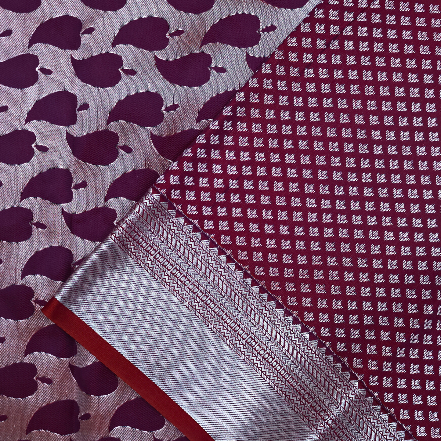 Maroon Bridal Art Silk Saree with Intricate Silver Zari Design BS001