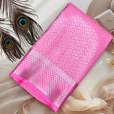 Light Pink Kanchipuram Silk Bridal Saree withContrast Green Blouse BS018