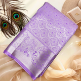 Lavender Kanchipuram Silk Saree with Silver Zari Highlights BS019