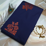 Elegant Navy Blue Soft Silk Saree with Copper Pallu ES22
