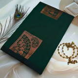 Bottle Green Soft Silk Saree with Red Pallu ES23