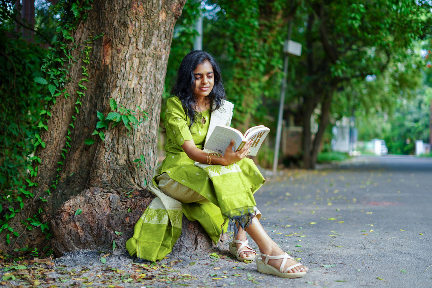 Elegant Parrot Green Raw Silk Premium Kurti Set