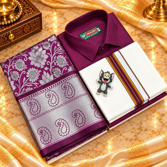 Dhoti Shirt & Saree Combo
