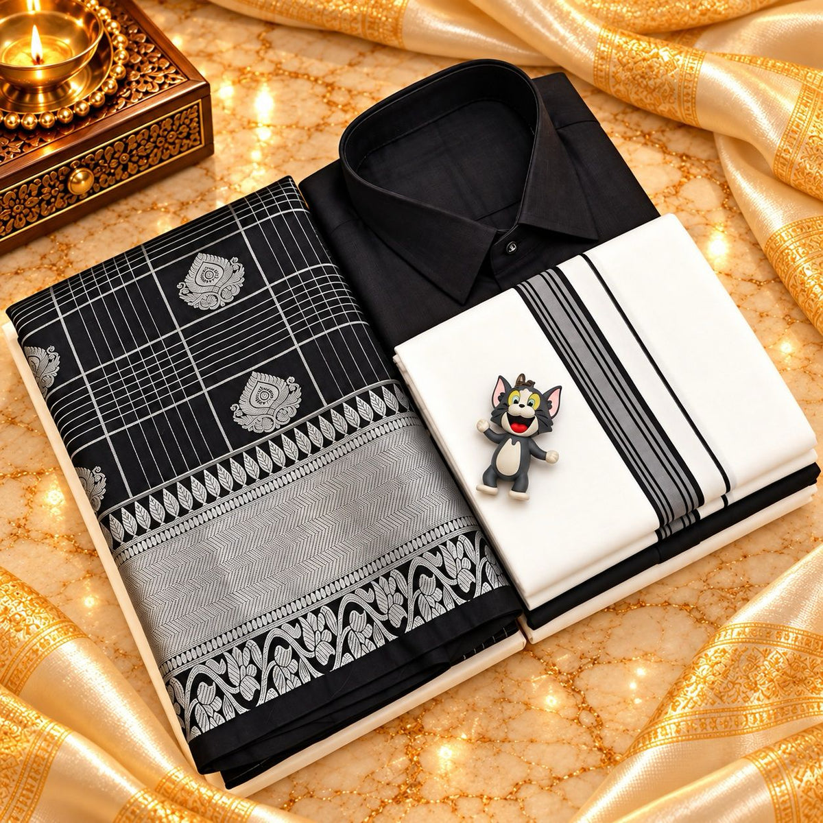 Dhoti Shirt & Saree Combo