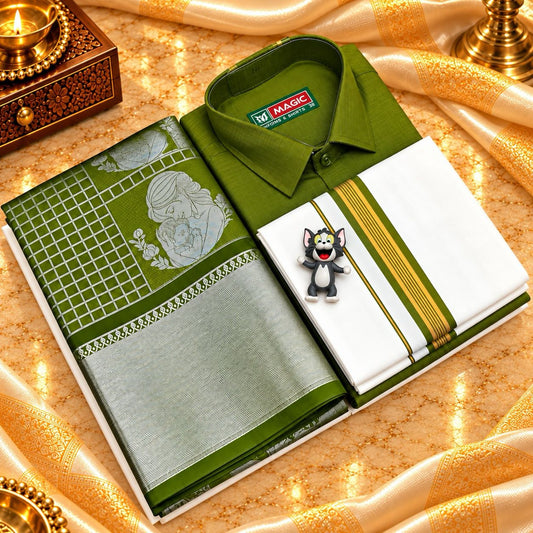 Dhoti Shirt & Saree Combo
