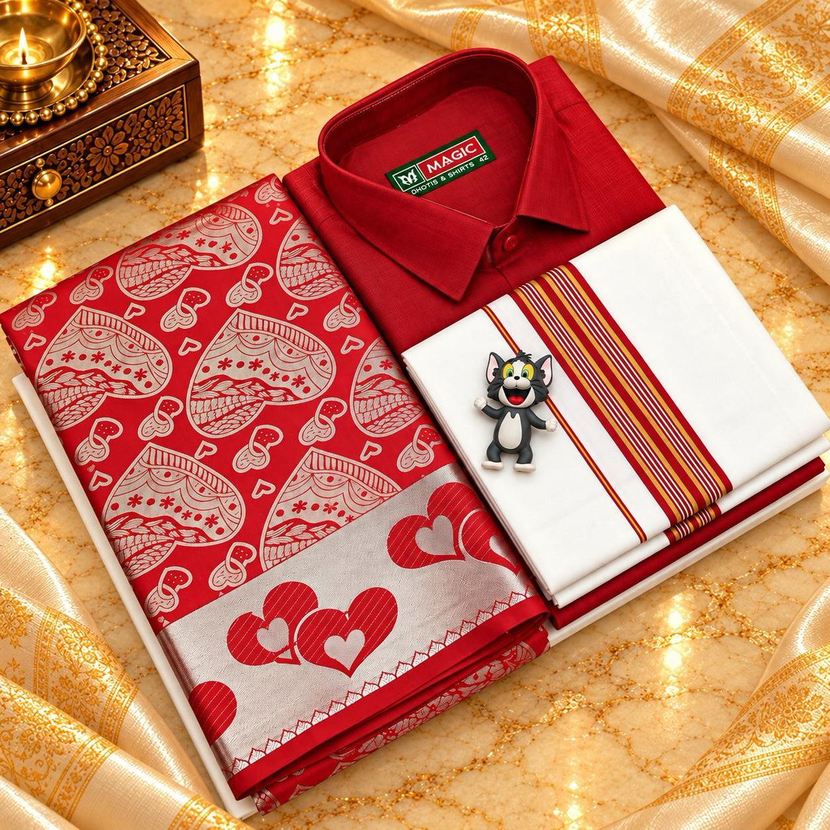 Dhoti Shirt & Saree Combo