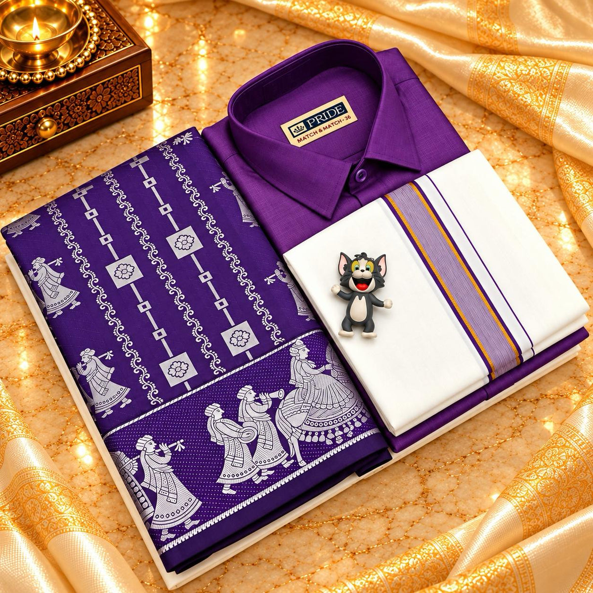 Dhoti Shirt & Saree Combo