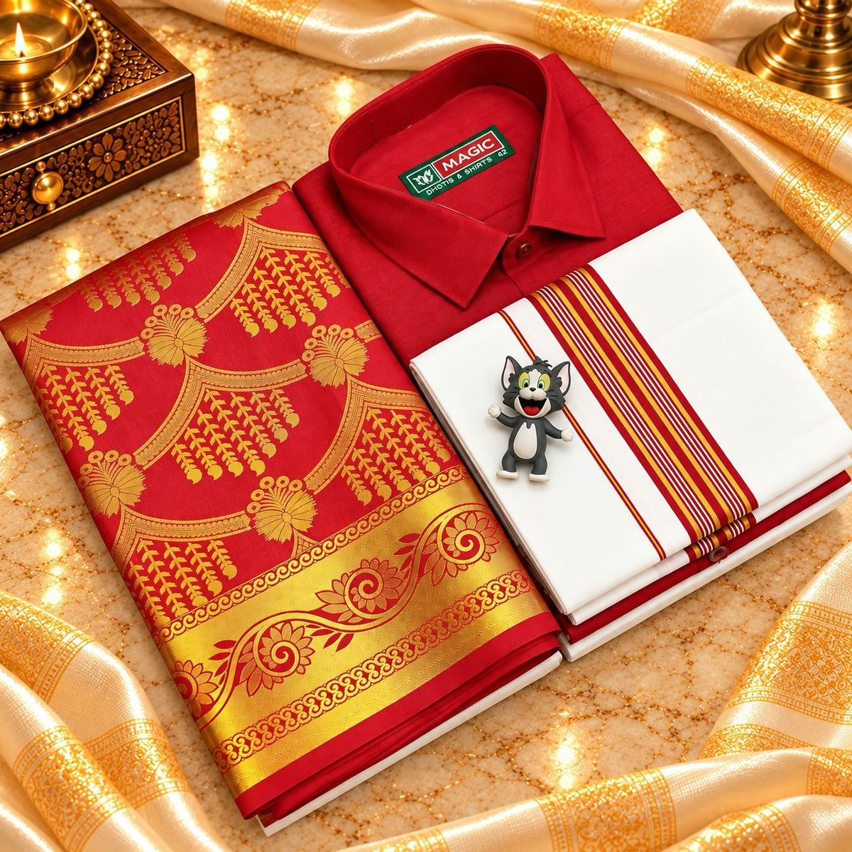 Dhoti Shirt & Saree Combo