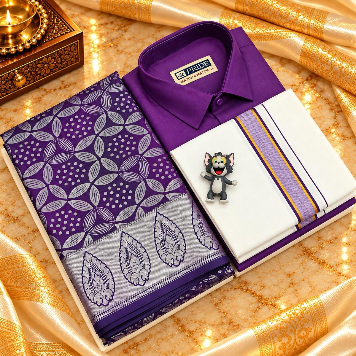 Dhoti Shirt & Saree Combo