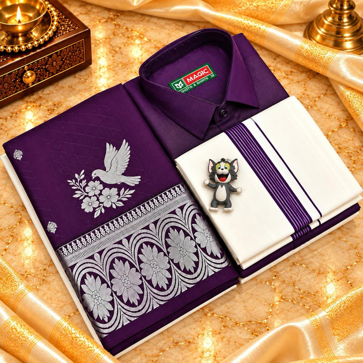 Dhoti Shirt & Saree Combo