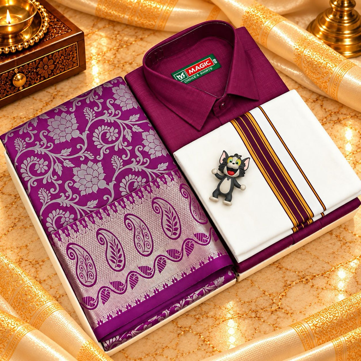 Dhoti Shirt & Saree Combo