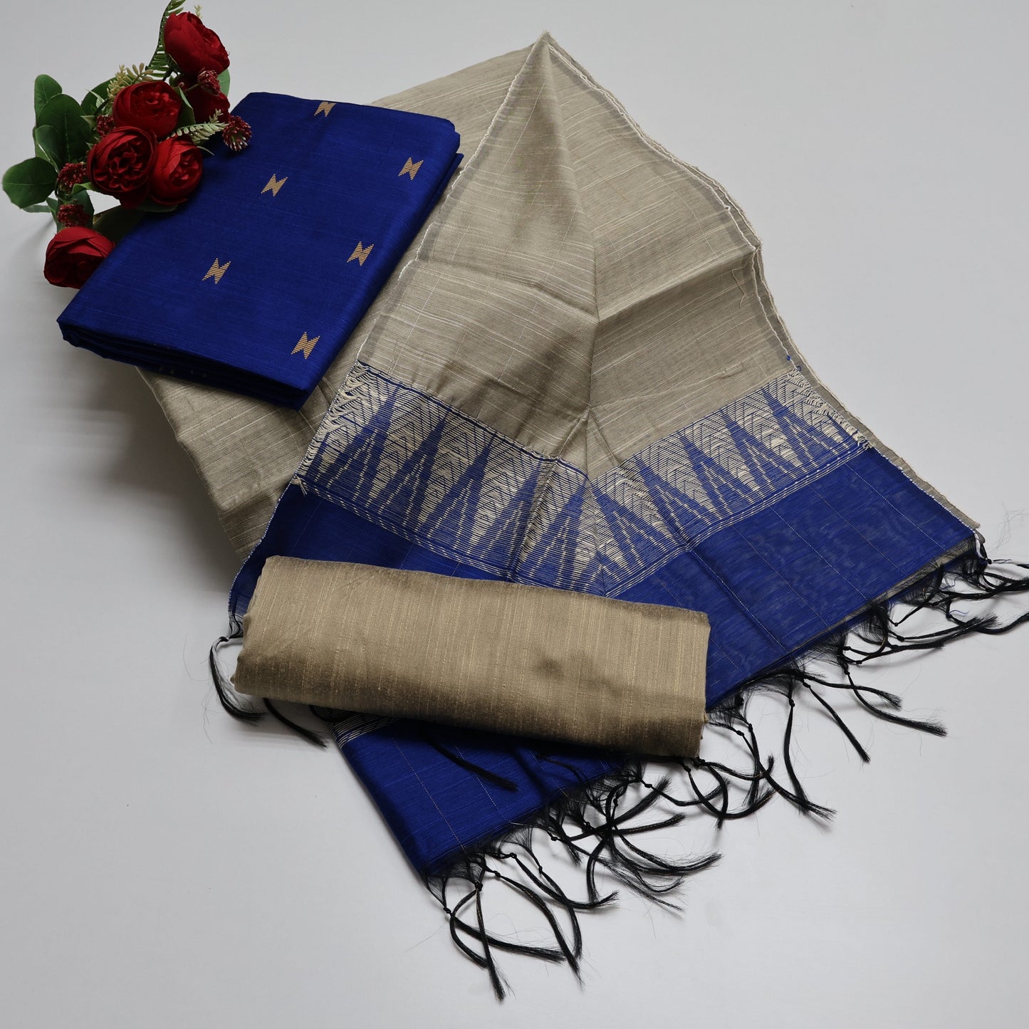 Premium Multicolor Raw Silk Salwar Suite- 3Pcs Set