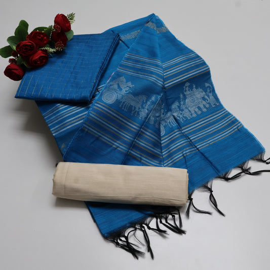 Premium Multicolor Raw Silk Salwar Suite- 3Pcs Set