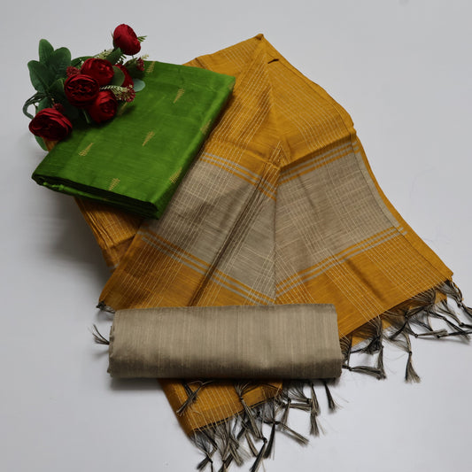 Premium Multicolor Raw Silk Salwar Suite- 3Pcs Set