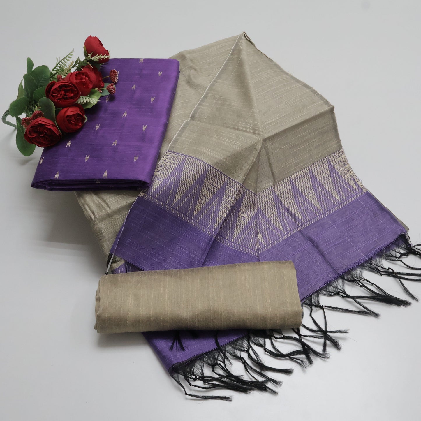 Premium Multicolor Raw Silk Salwar Suite- 3Pcs Set