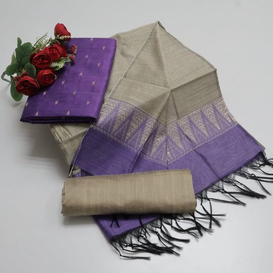 Premium Multicolor Raw Silk Salwar Suite- 3Pcs Set