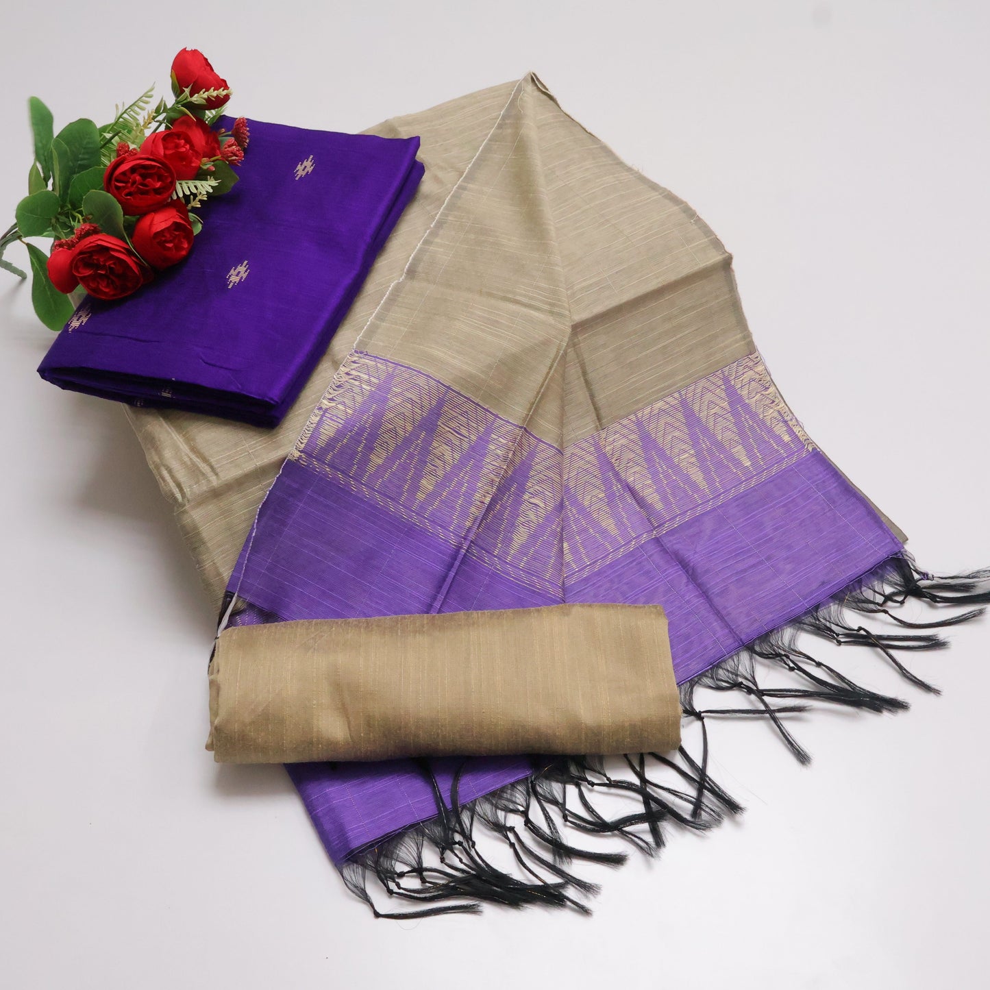 Premium Multicolor Raw Silk Salwar Suite- 3Pcs Set