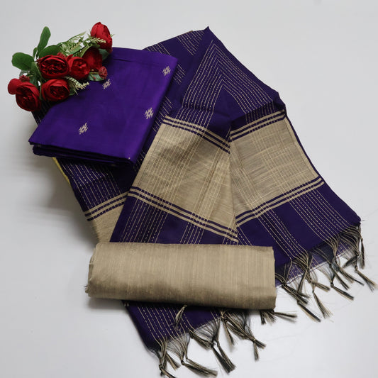 Premium Multicolor Raw Silk Salwar Suite- 3Pcs Set