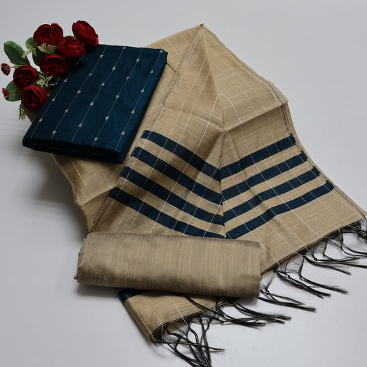 Premium Multicolor Raw Silk Salwar Suite- 3Pcs Set