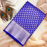 Royal Blue Bridal Silk Saree with Silver Zari Motifs BS010