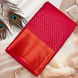 Pink Kanchipuram Bridal Silk Saree with Gold Zari Accents BS012