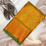 Mustard Green Kanchipuram Silk Bridal Saree with Copper Zari Highlights BS017
