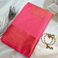Pink Soft Silk Saree with Lustrous Olive-Green Pallu ES28