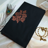 Black Soft Silk Saree with Copper-Red Pallu ES29