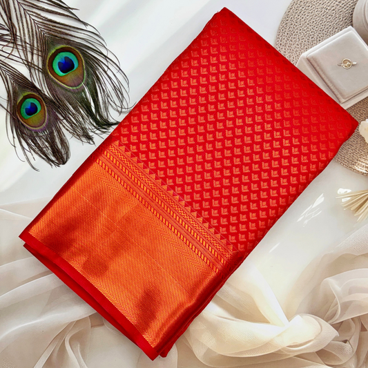 Red Bridal Silk Saree with Lustrous Zari Border BS005