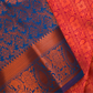 Royal Blue and Copper Bridal Silk Saree with Ornate Zari Motifs BS007