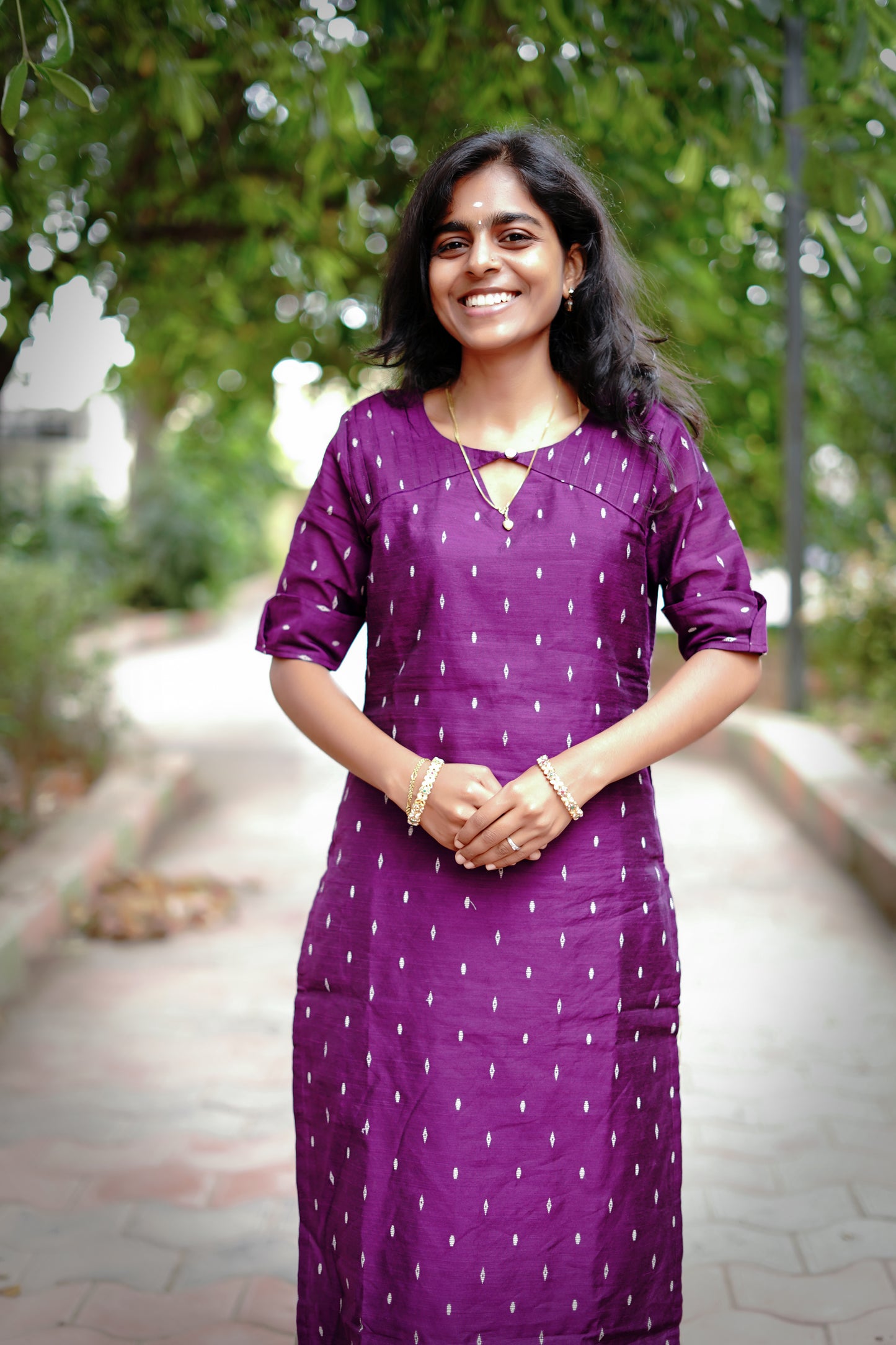 Elegant Violet Raw Silk Premium Kurti Set