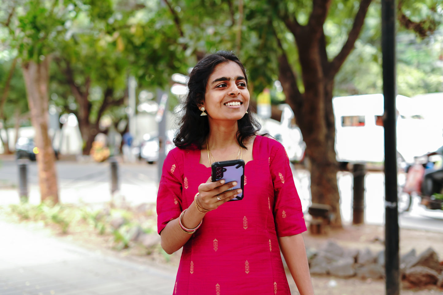 Elegant Pink Raw Silk Premium Kurti Set