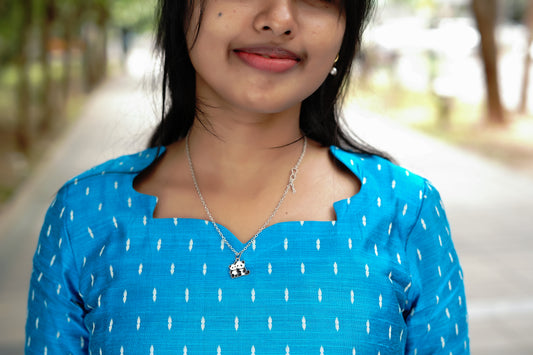 Elegant Blue Raw Silk Premium Kurti Set