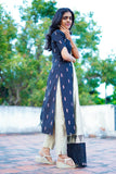 Black Raw Silk Kurti with Subtle Motifs