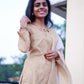 Chanderi Cotton Kurti with Elegant Floral Shawl – Light Gold