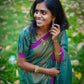 Teal Green Khadi Tissue Saree with Magenta Border
