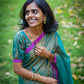 Teal Green Khadi Tissue Saree with Magenta Border