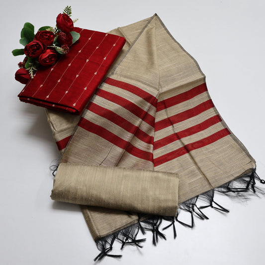 Premium Multicolor Raw Silk Salwar Suite- 3Pcs Set