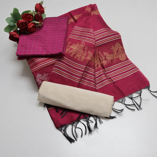 Premium Multicolor Raw Silk Salwar Suite- 3Pcs Set