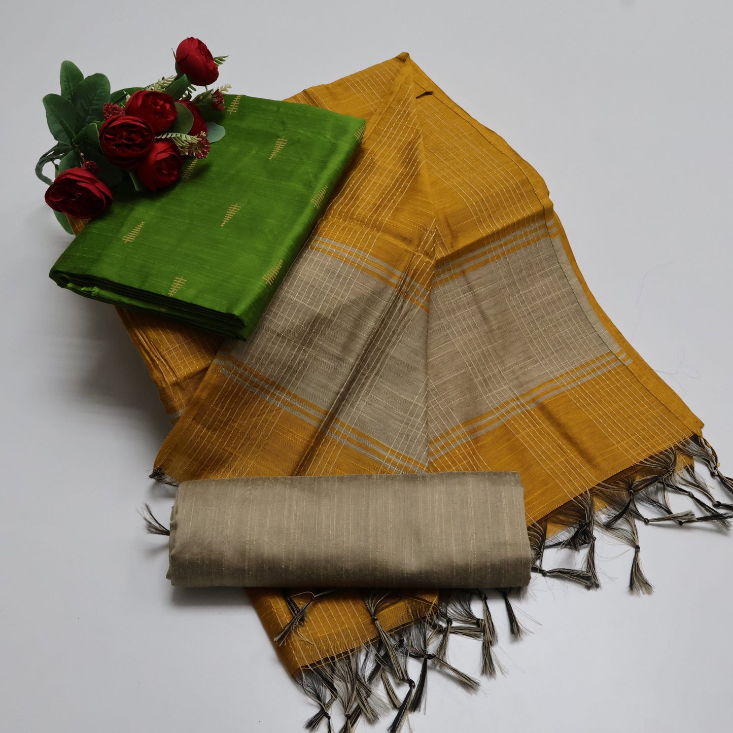 Premium Multicolor Raw Silk Salwar Suite- 3Pcs Set